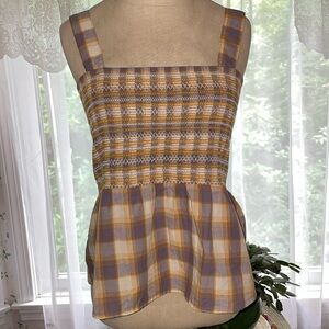 Toad & Co smocked organic cotton tank.